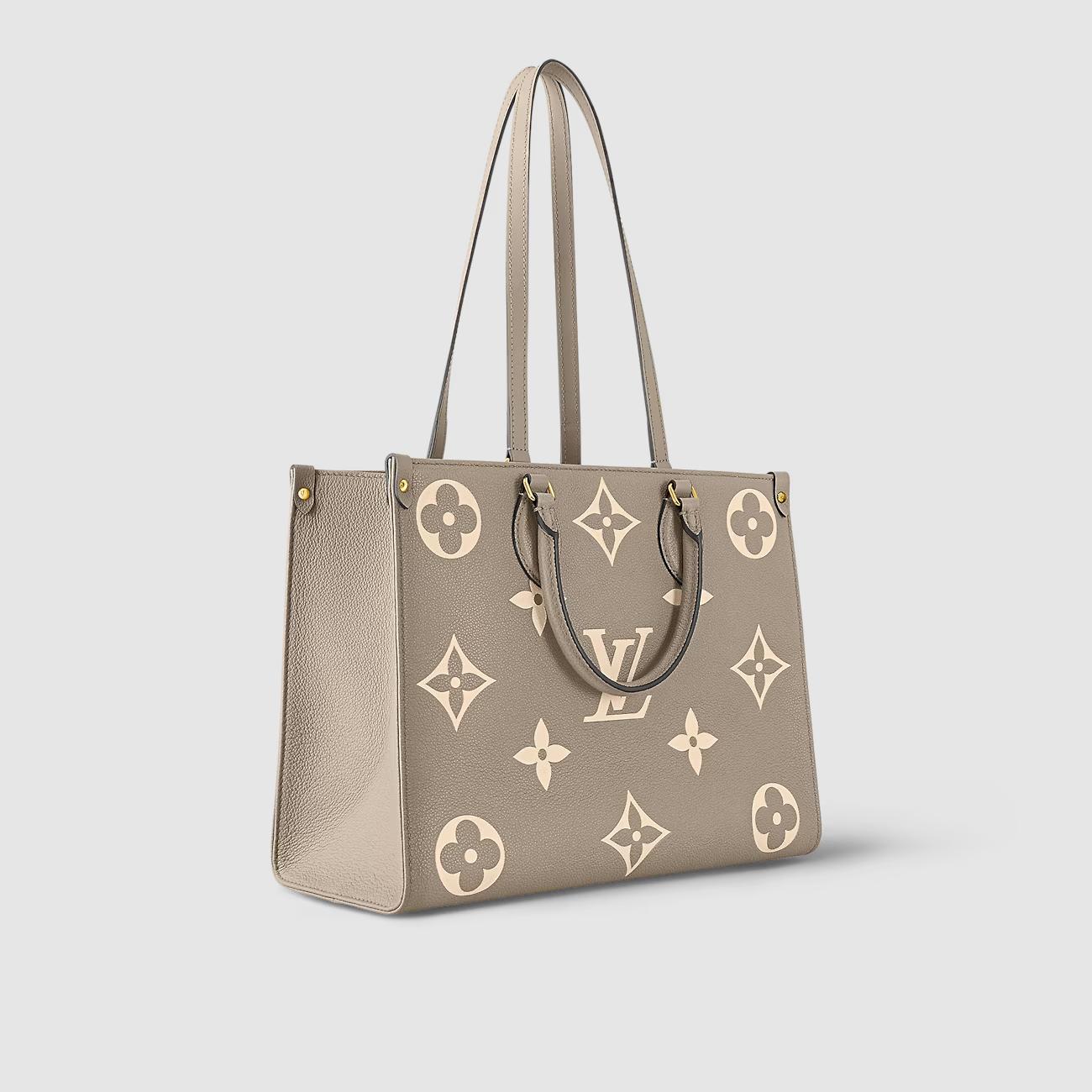 Túi Louis Vuitton OnTheGo MM Da Bicolor Xám Kem